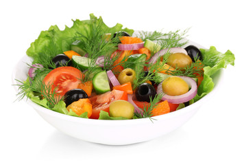 Fresh salad in plate isolated on white