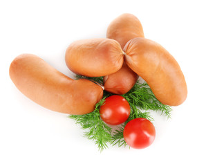 Sausages isolated on white