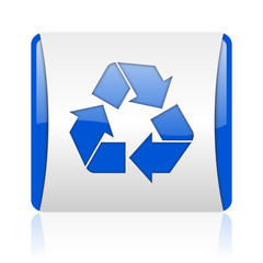 recycle blue square web glossy icon