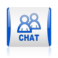 chat blue square web glossy icon