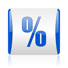 percent blue square web glossy icon