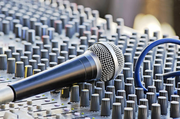 Microphone on the sound mixer