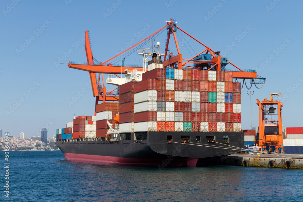 Wall mural container ship