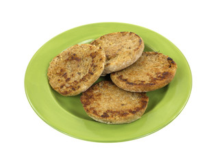 Whole wheat English muffins on plate