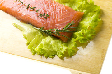  Salmon fillet garnished