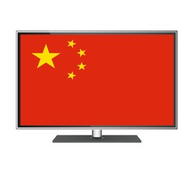 Drapeau de la Chine dans un écran de télévision