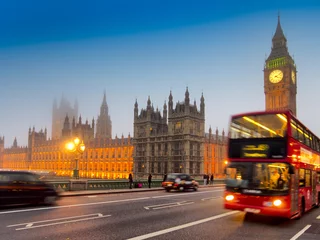 Deurstickers Londen rode bus Britse symbolen