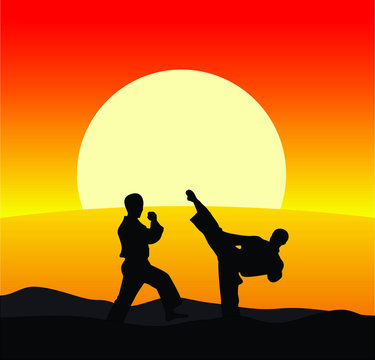 karate in the sunset
