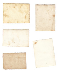 Collage of old paper isolated on a white background.