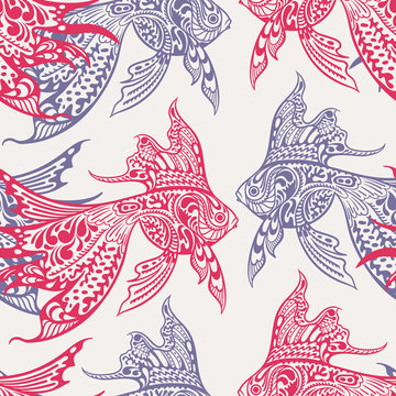 Fototapeta Fish seamless pattern