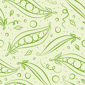 Green Peas Seamless Pattern. Vector Illustration