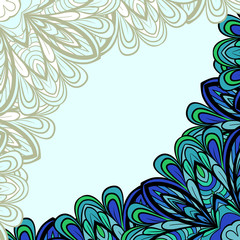 Fototapeta na wymiar Blue-green floral frame