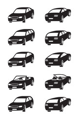 Naklejka premium Different cars in perspective - vector illustration