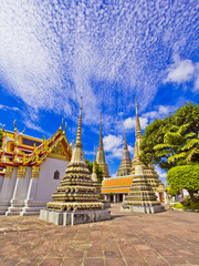 Pagoda at Wat pho in Bangkok province of Thailand