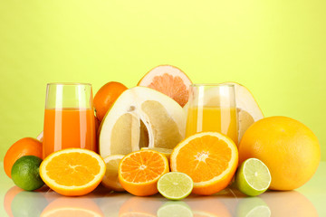 Lots ripe citrus isolated on white