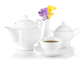 Beautiful tea service, isolated on white