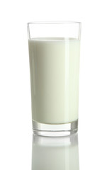 Glass of milk isolated on white