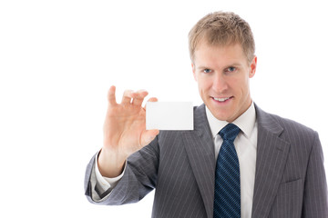 a young businessman on white background