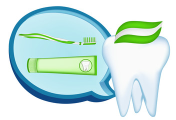 tooth, toothbrush, toothpaste. mesh illustration