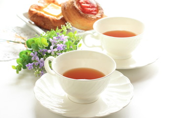 Obraz na płótnie Canvas english tea and pastry bread for gourmet breakfast