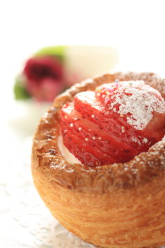 strawberry danish pastery for sweet bread image