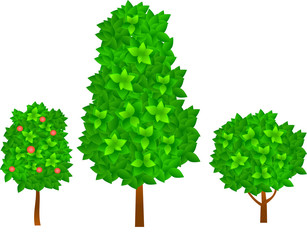 three green trees