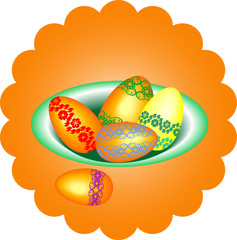 Easter eggs in a bowl, vector illustration