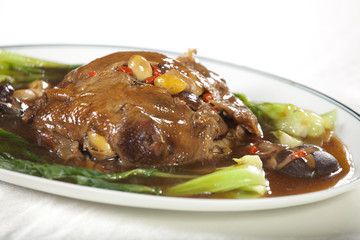 stuffed duck, Chinese style stuffed duck seasoning gingko