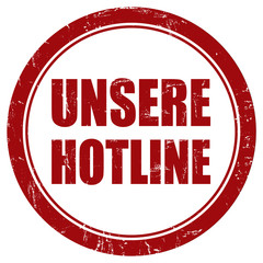 Grunge Stempel rot rund UNSERE HOTLINE