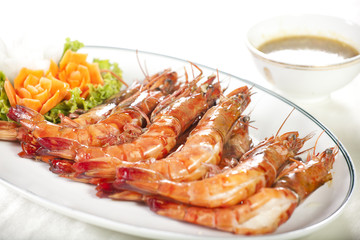 grilled shrimp, orange prawns roasted grill dish