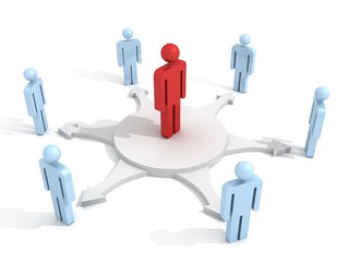 concept team leader in center of business 3d people group