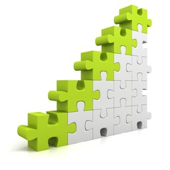 green puzzle success business bar chart diagram