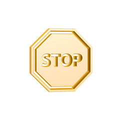 golden stop traffic sign