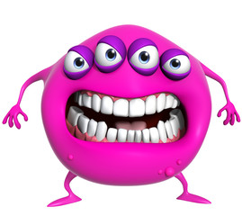 3d cartoon pink monster