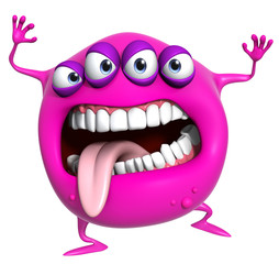 3d cartoon pink monster