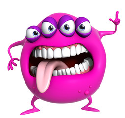 3d cartoon pink monster