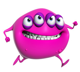 3d cartoon pink monster