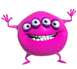 3d cartoon pink monster