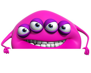 3d cartoon pink monster