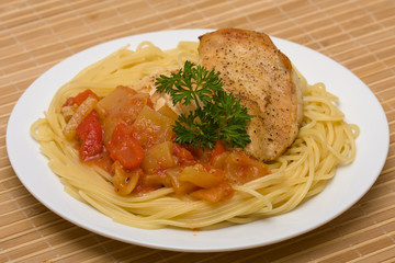 Spaghetti with chicken