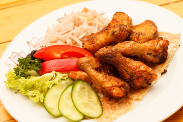 chicken legs with vegetables