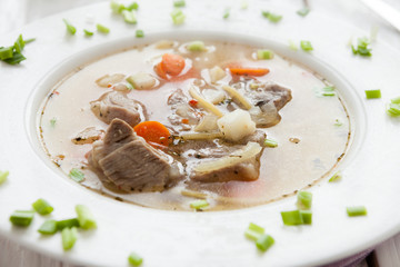 soup with beef and noodles