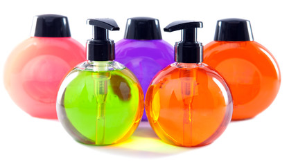 bright color cosmetic small bottles with the dispenser