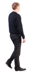 back view of walking  business man