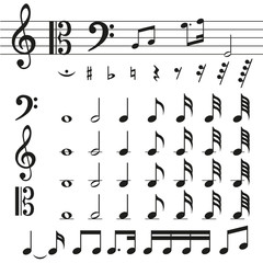 Vector icons set music note