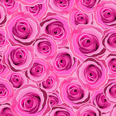 Seamless pink art vector rose pattern