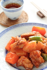 chinese cuisine, sweet & sour pork with pinapple
