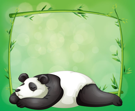 A stationery with a bamboo frame and a panda