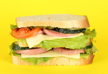 Sandwich on yellow background