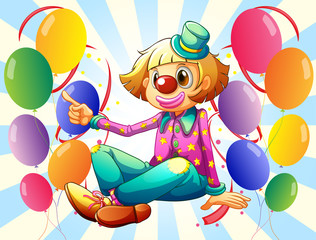 Obraz na płótnie Canvas Kobiet clown z kolorowych balonów